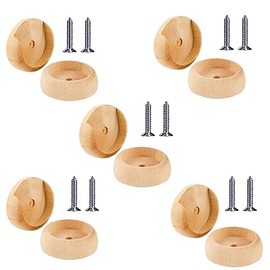 5 Complete Set Wooden Closet Pole Sockets with Screws - Closet Pole Rod Holders Organization Hallway Bathroom Curtain Clothing Store Accept Standard 1-3/8" Pole Universal Design Solid Wood
