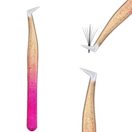 Miuffue Volume Eyelash Extension Tweezers Gold Pink Gradient Precision Lash Extension Tweezers for Making Volume And Classic Fans