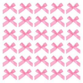 MECCANIXITY 150 Pcs Mini Ribbon Bow 1.8 Inch Mini Fabric Satin Ribbon Flower Bows for Craft DIY Sewing Wedding Birthday Party Rose Red