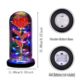 Christmas Rose Gifts for Women Mom, Womens gifts for Christmas, Glass Rose Flower Gifts for Sister, Rose Enchanted Crystal Flower Gift Light Up Rose in Glass Dome,Birthday Gifts for Women Wife Red