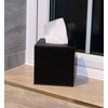 Black Faux Leather Cube Tissue Box Holder