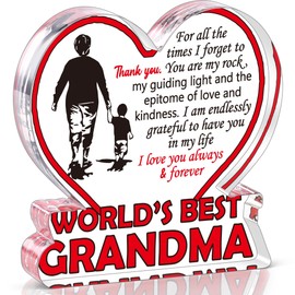 Grandma Acrylic Plaque Gifts Christmas Grandma Gifts from Grandson, Xmas Stocking Stuffers Nana Grandmother New Grandma And Grandson Gifts, Grandma Birthday Gifts from Grandkids Decoration Signs