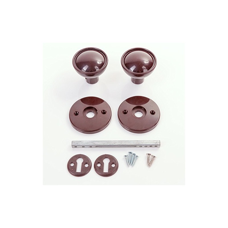 White Hinge 60mm Brown Plastic Rim Mortice Door Knob Set