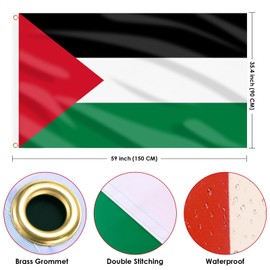 AhfuLife 2 Pcs Palestine Flag Palestinian flag 3 x 5 Ft, Large Palestine Flags for Outside, Double Side with Brass Eyelets for Independence Day Party, Olympic Party Decorations Indoor Outdoor