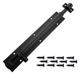 TOPQINFENGYUE Heavy Duty Steel Sliding Bolt Lock, Black, 6 Inch, for Garden Shed Doors, Windows, and Garage Gates