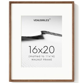 16x20 Picture Frame with 11x14 Mat, USA-Sourced Natural Walnut Wood Photo Collage Frame with HD Tempered Glass, Double Mortise and Tenon Strips, Wall Display Horizontally and Vertically, 1 Pack