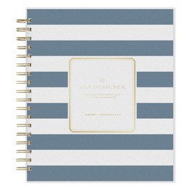 Blue Sky Day Designer 2026 Daily and Monthly Planner Calendar, January 2026 - December 2026, 8" x 10", Flexible Cover, Laminated Tabs, Includes Storage Pocket, Includes Stickers, Rugby Stripe Navy