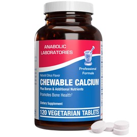 Chewable Calcium Supplement 1000mg - 120 Vegetarian Tablets with Vitamin D, Magnesium, and Boron - Promotes Bone, Teeth, and Nerve Health - Citrus Flavor