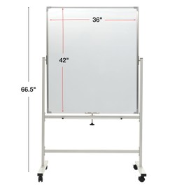 Excello Global Products 36" x 42" Reversible Whiteboard on Wheels (White Frame)