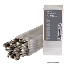 Ruko Terrax HSS-G Spiral Drill Bits 10.2 mm Pack of 5 in Plastic Pack