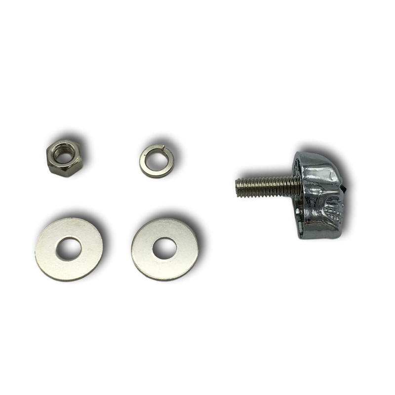 Set of 2 Screw Skull with Black Eyes Number Plate