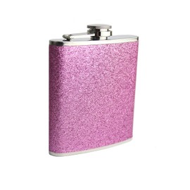 prime homewares 6oz Hip Flask Stainless Steel Plain Glitter (6oz Pink Glitter)
