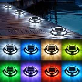 SOLPEX Solar Deck Lights Driveway Dock Lights, Outdoor LED Color Changing Lights Driveway Markers 12 Pack, Solar Pathway Lights Outdoor for Dock Sidewalk Stair Garden Yard