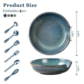 Ceramic Spoon Rest for Stove Top,4.8 Inch Cooking Spoon Holder for Kitchen Counter, Heat Resistant Utensil Rest Holder Farmhouse Kitchen Decor, Set of 4