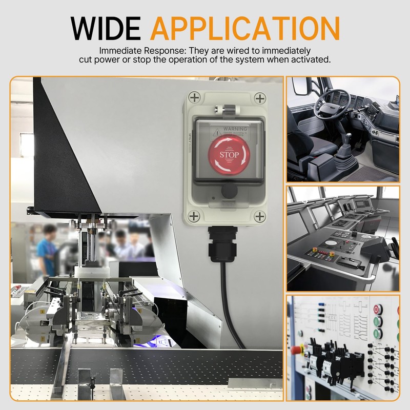 Joinfworld Estop Button with Box Waterproof 8A 250V Emergency Stop