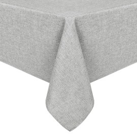 Hiasan Faux Linen Square Tablecloth - Wrinkle and Stain Resistant Washable Table Cloth for Kitchen Dining Room Holiday Table Cover for Dinner, Light Grey, 70 x 70 Inch