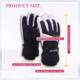 Andiker Ski Gloves, Waterproof Windproof Thermal Gloves for Women for Cold Weather, Anti-Slip Touch Screen Winter Gloves for Skiing Riding Hiking Outdoor Activities (Black, One Size)