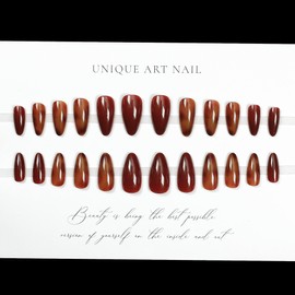 Fall Press on Nails Autumn Fake Nails Almond Shaped False Nails with Light Brown Designs Retro Glue on Nails Thanksgiving Stick on Nails Full Cover Cute Acrylic Nails Glossy Artificial Nails