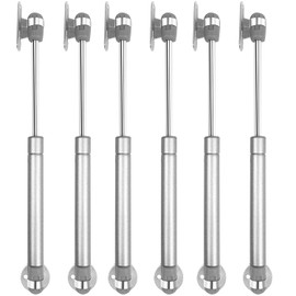 Pistón Elevable de Gas Amortiguador 100 N, Bisagras para Puertas de Cocina 6 Piezas, Soporte Hidráulico con Cierre Suave para Gabinetes de Cocina, Dormitorio y Baño, Plateado
