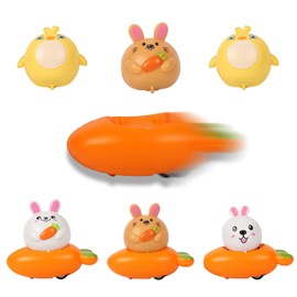 Fogcosy 10 Pcs Easter Wind Up Toy for Kids - Bunny Chick & Carrot Pull Back Car Racers, Easter Party Bag Fillers for Easter Party Favours, Easter Gifts for Kids Boys Girls