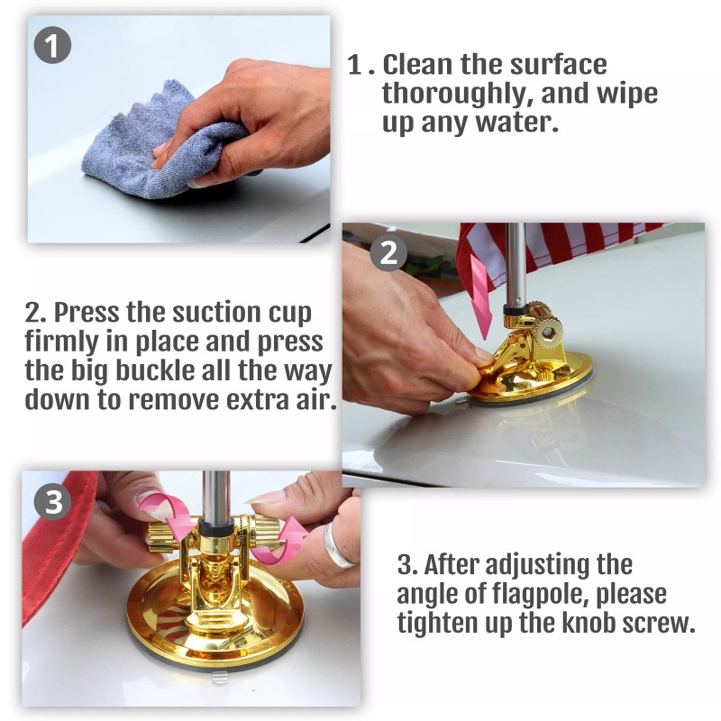 Anley USA Car Flag & Flagpole Outdoor Suction Cup Style