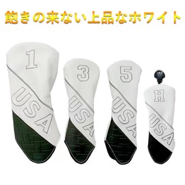 Golf Headcover Driver Cover Wood Cover Utility UT Cover #1 3 5 H USA (Black 4 Piece Set (1, 3, 5, H))