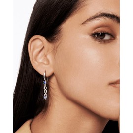 YADOCA Sterling Silver Drop Earrings for Women, Silver Dangle Earrings with Cubic Zirconia Hypoallergenic Jewellery Gifts Mothers Day Valentines Birthday, Hook-blue