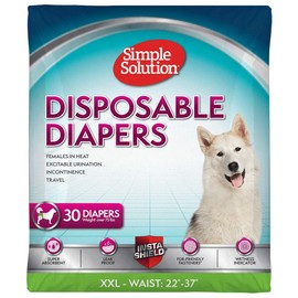 Simple Solution True Fit Disposable Dog Diapers for Female Dogs - Super Absorbent with Wetness Indicator - XXL (Waist 22-37in) - 30 Count