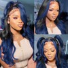 Ombre Blue Lace Front Wigs Human Hair Body Wave 13x4