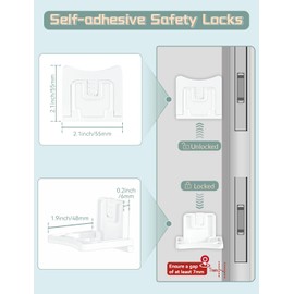 Maveek 8-Pack Child Safety Lock for Sliding Door, Baby Proof White Sliding Glass Door Lock for Window, Bathroom, Patio, Sliding Closet and Cabinet, Safety Protection for Toddlers and Pets