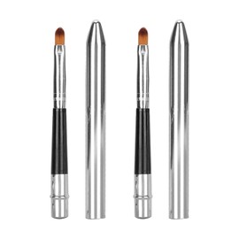 Sonew 2 Brochas Retráctiles para Labios, Diseño de Sellado, Brocha para Brillo de Labios de Viaje, Brocha para Lápiz Labial de Tubo de Aluminio de una Sola Cabeza, Aplicadores de Herramientas para Brochas D