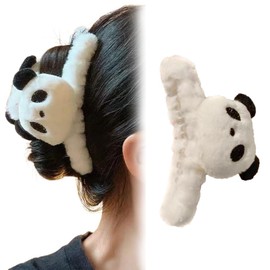 Pokinge 2Pcs Plush Hairclaw Hairclip Ponytail Holder Cute Cartoon Panda Hairclip Pearl Fish Tail Elastic Hairpin Elegant Women Hairclip For Girl