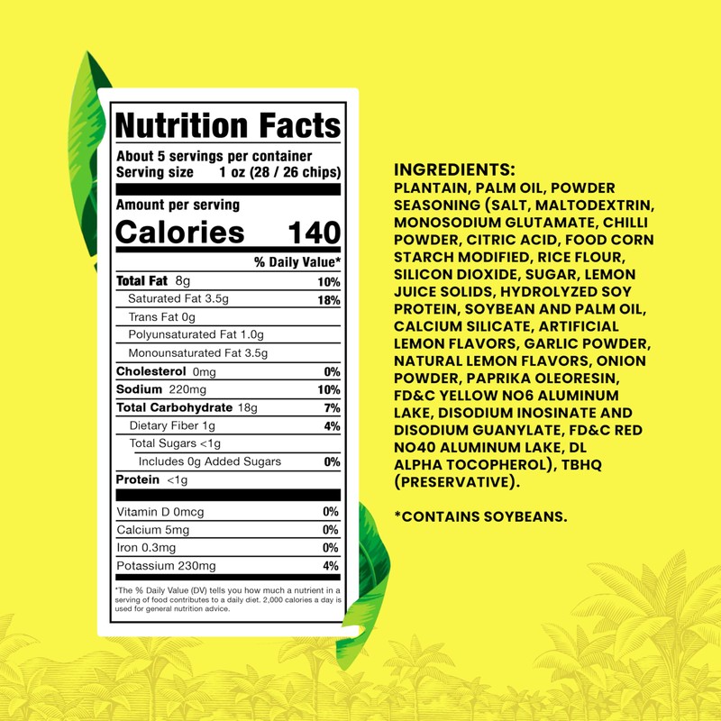 Zambos Plantain Chips Chile Limon, 2.47 Oz (Pack of 8)