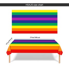 QKEPCY Tablecloth Birthday Rainbow Colourful Plastic Premium Rectangular Anti-Dirt Waterproof for Children Girls Boys Birthday Party Decoration