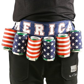 Beer Belt,Fourth of July American Patriotic Beer Gift For Men,6 Pack Insulated Beer Holder, Novelty USA Beer Soda Can Holster.Beer Accessories For White Elephant Party Festival Holiday Game Night