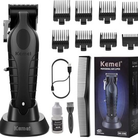 KEMEI-2296 Professional Hair Clipper for Men - Cordless Hair Cutting Kit with USB Rechargeable, Black T-Blade, Comfort Km-2299 haircut - Color: KM-2296