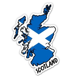 Squiddy Scotland Map with Flag - Vinyl Sticker for Car, Laptop, Notebook - 5"