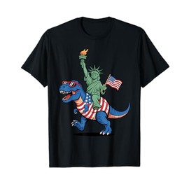 4th of July Dinosaur Statue of Liberty Toddler American Flag T-Shirt