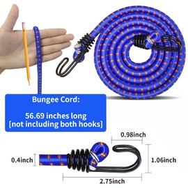 Hlogree 2PCS Car Cover Gust Straps Wind Protector,Bungee Cords Hook Clips Kit Hold Tarp Tie Down from Blowing Off in High Winds-Universal Fit for Most Cars,Sedans,SUVs,Trucks,Vans and More-Blue