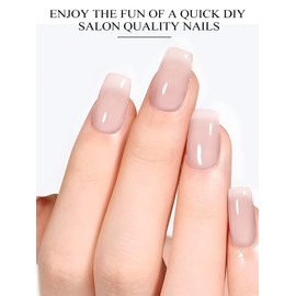 Kalolary 25PCS Gel Nail Stickers, Cover Nude Gel Nail Strips Long Lasting Gel Strips for Nails UV Gel Nail Stickers with Nail File & Wooden Stick for Women Manicure