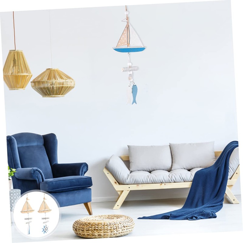 BIUDECO Wooden Fish Pendant Pcs Set Hanging Ornaments for Home