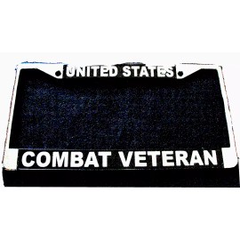 All American Military License Plate Frame-United States/Combat Veteran #811420W Chrome  Metal