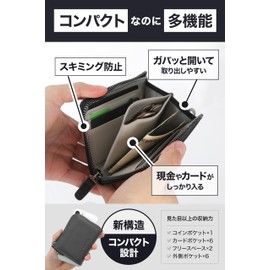 LASIEM Men's Mini Wallet, Coin Case, Card Case, "Time-saving Structure", Compact, Small Wallet, gray (steel gray)