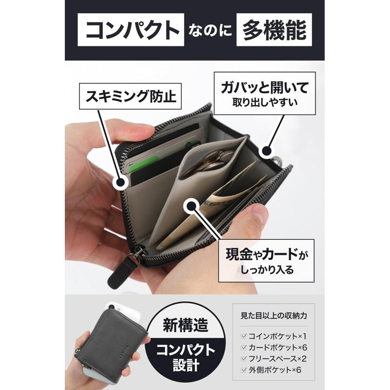 LASIEM Men's Mini Wallet, Coin Case, Card Case, "Time-saving Structure",