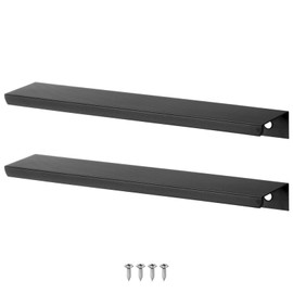 M METERXITY 2-Pack Cabinets Drawers Edge Pulls, 5.91" Aluminum Drawer Edge Pulls Concealed Tab Handle for Wardrobe/Kitchen Drawers/Cabinet Doors/Furniture [Matte Black]