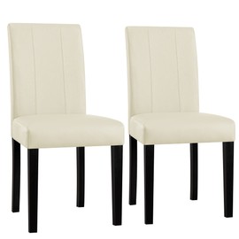 SUBRTEX Dining Chairs Set of 2, Cream(pu), Modern, Waterproof PU, High-End Kitchen Side Chairs for Dining Room, Living Room, Restaurant