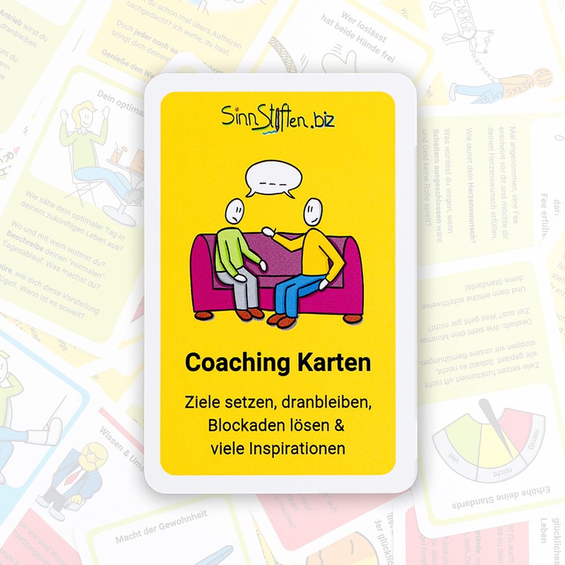Coaching cards set - setting goals, sticking to them, solving