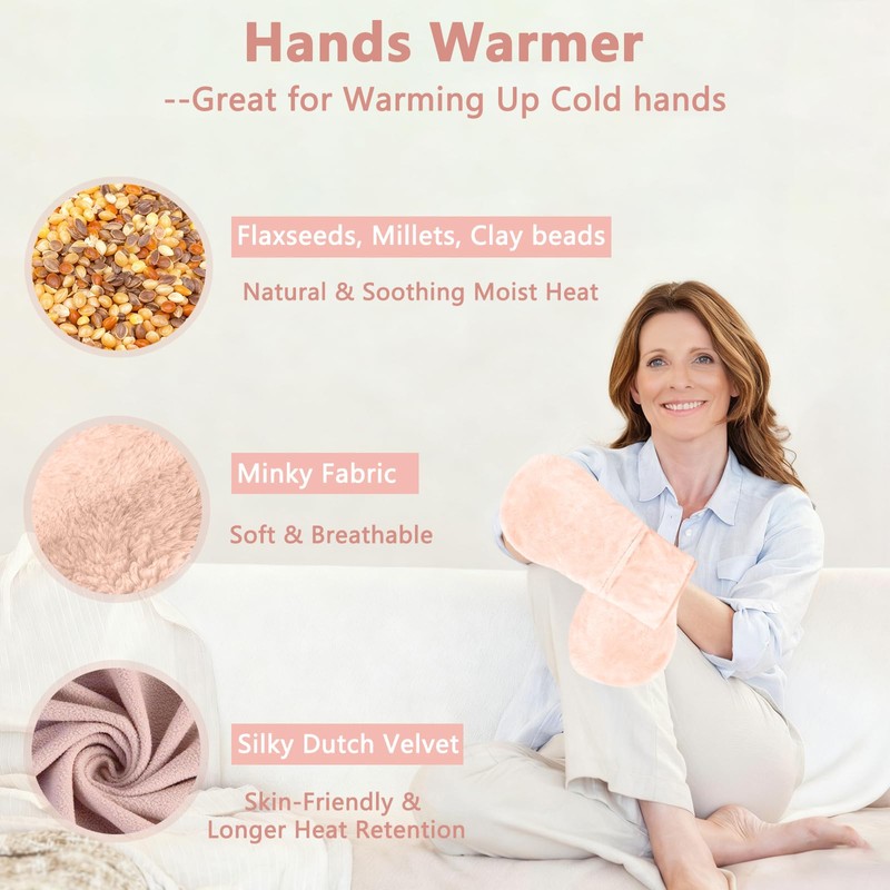 Microwavable Gloves for Arthritis & Microwavable Slippers Set, Moist Heat