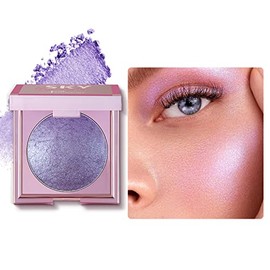 Paleta De Iluminadores Faciales De 8 Colores Con Brillo, Purpurina Y Polvos Iluminadores Nacarados. Paleta De Iluminadores Brillantes Con Efecto Diamante Para Rostro Y Mejillas (08 Morado).