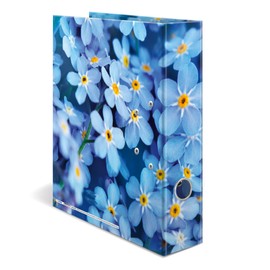 HERMA Folder A4 Blue Flowers, 7 cm Wide, Children's Ring Binder with Plants Motif, Colourful Lever Arch File with Inner Print for Boys and Girls